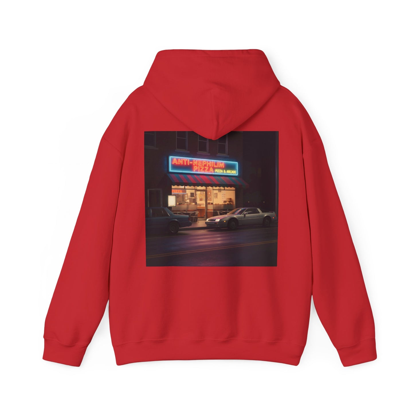 Retro Neon Anti Nephilim Pizza Parlor Hoodie - Kirk Ave. Apparel