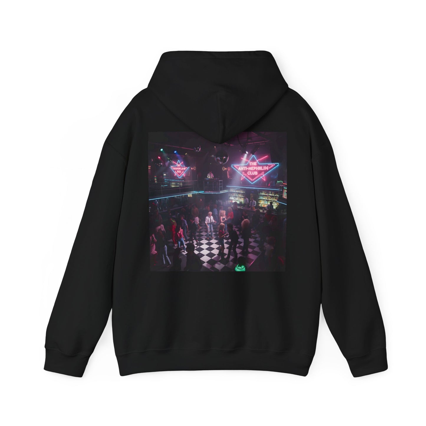 80s Neon Nightclub Anti Nephilim Hoodie - Kirk Ave. Apparel