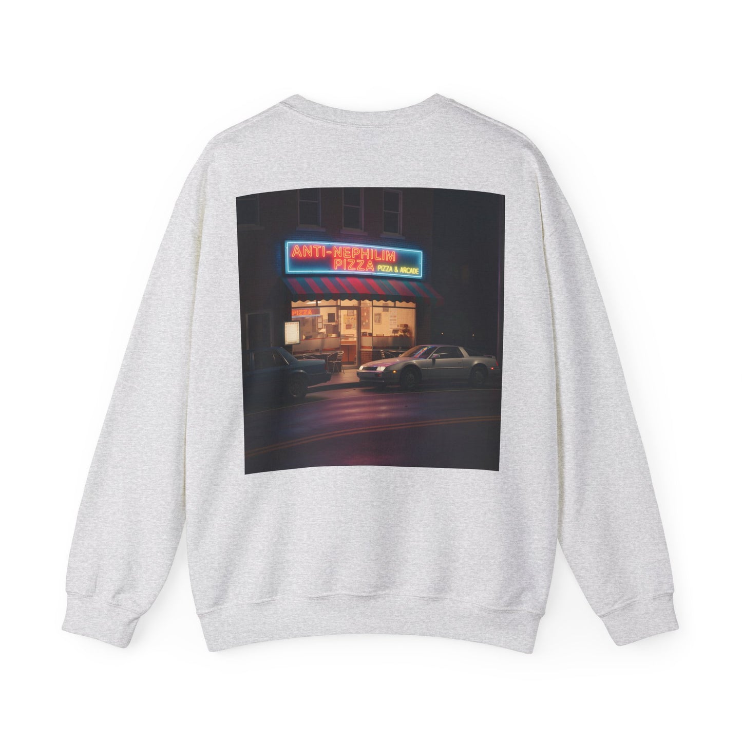Retro Neon Anti Nephilim Pizza Parlor Sweatshirt - Kirk Ave. Apparel