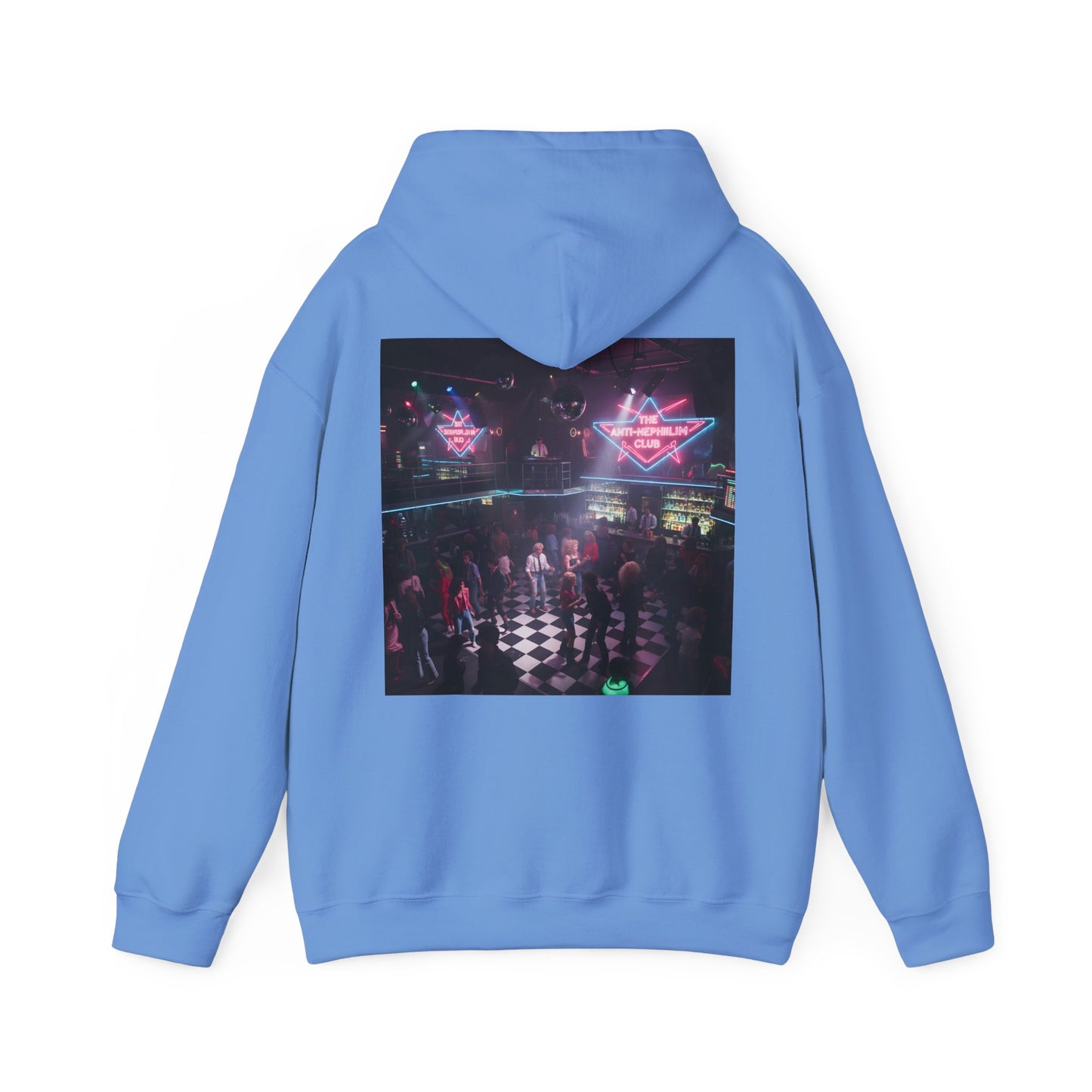 80s Neon Nightclub Anti Nephilim Hoodie - Kirk Ave. Apparel