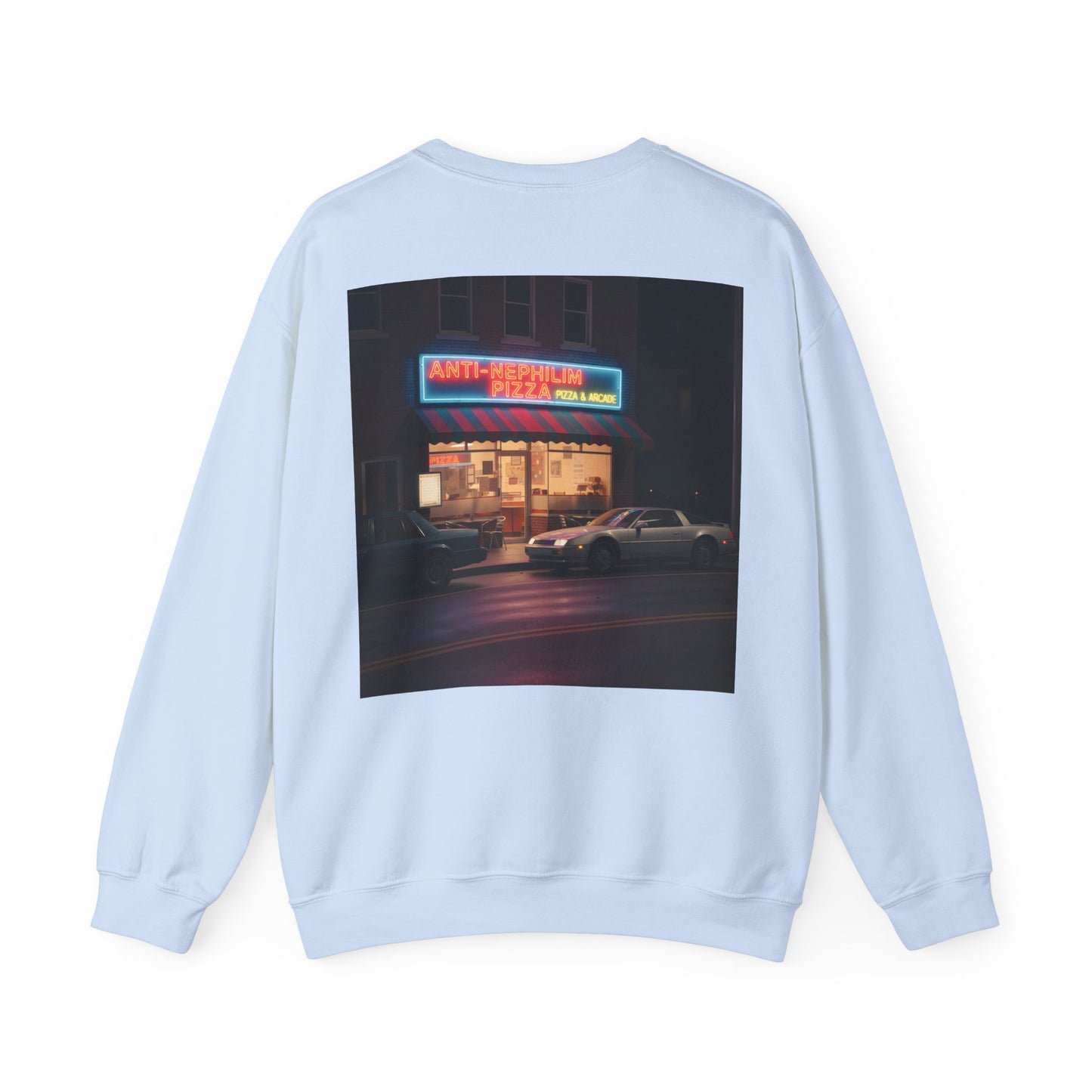 Retro Neon Anti Nephilim Pizza Parlor Sweatshirt - Kirk Ave. Apparel