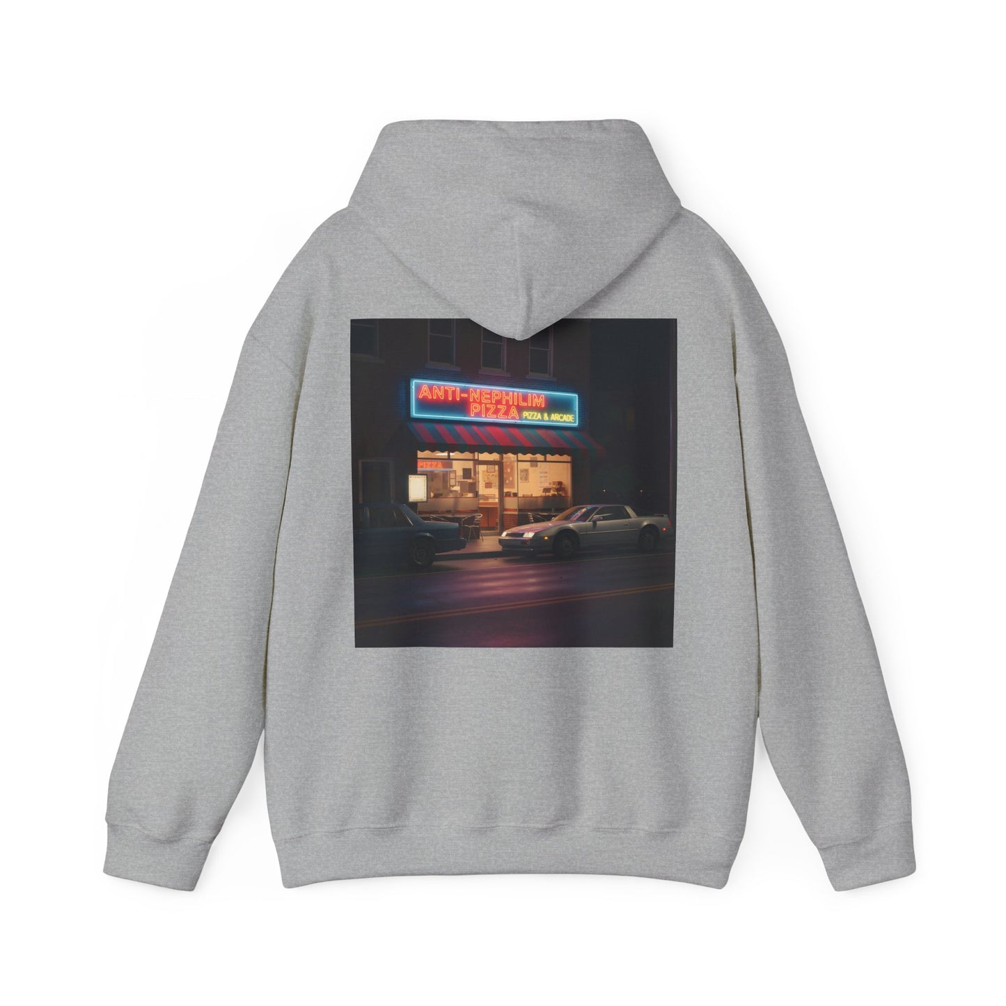 Retro Neon Anti Nephilim Pizza Parlor Hoodie - Kirk Ave. Apparel