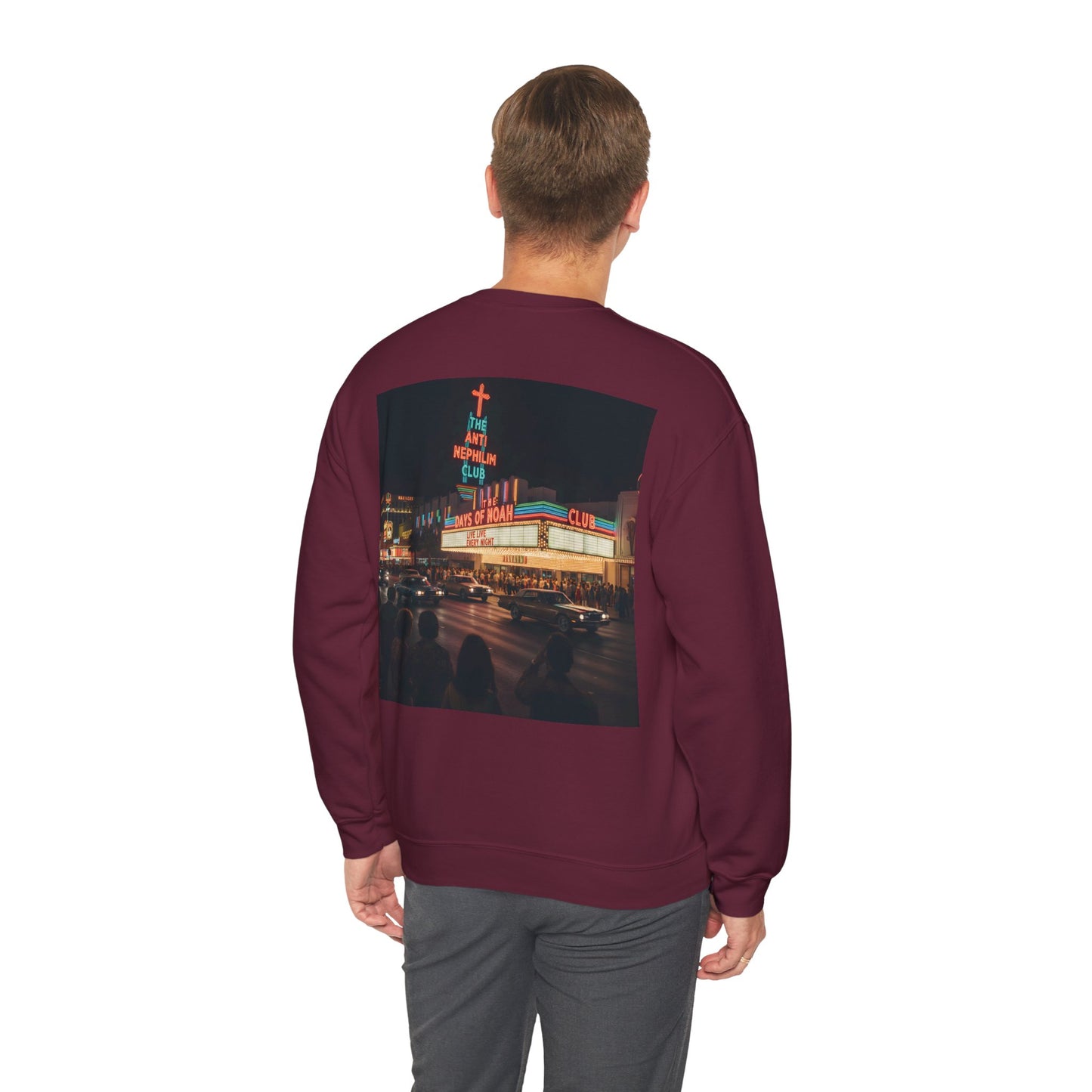 Retro Neon Anti Nephilim Casino Sweatshirt - Kirk Ave. Apparel