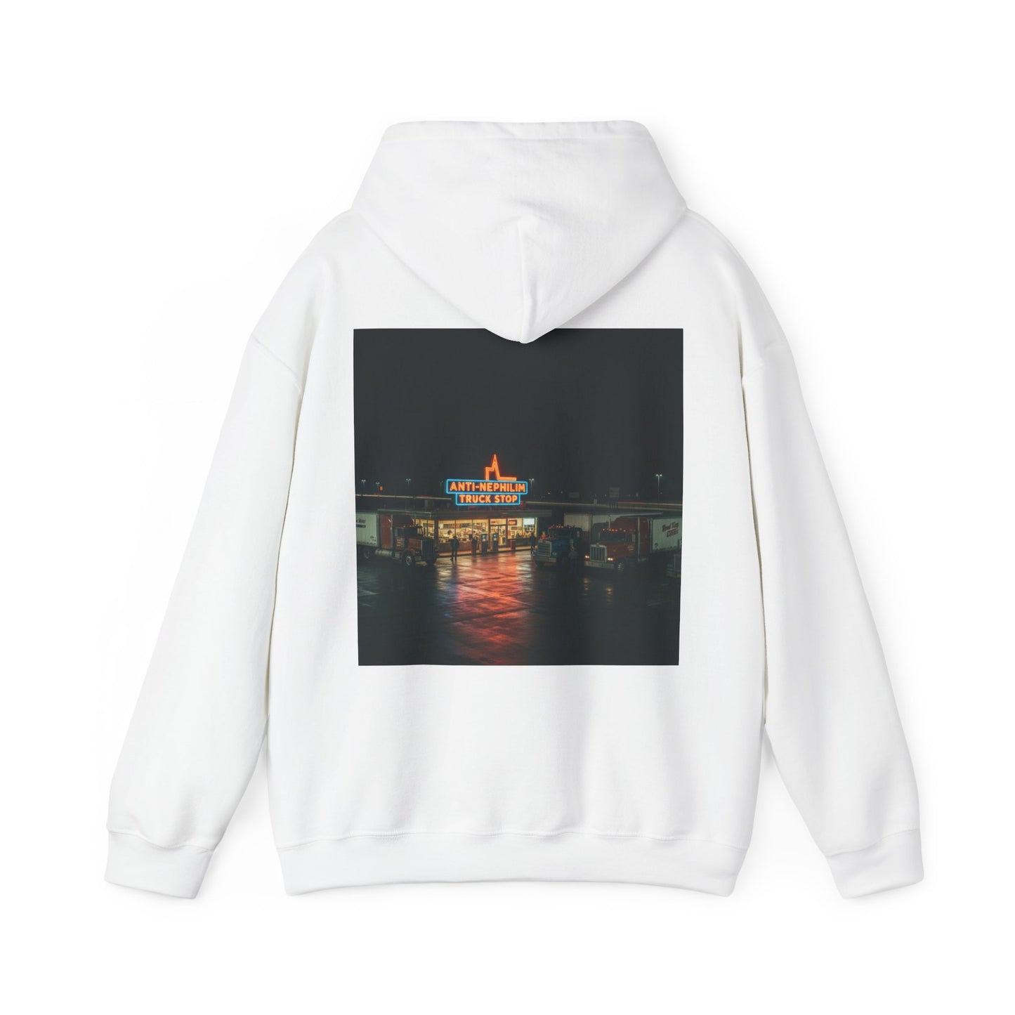 Vintage Neon Anti-Nephilim Truck Stop Hoodie — Kirk Ave. Apparel