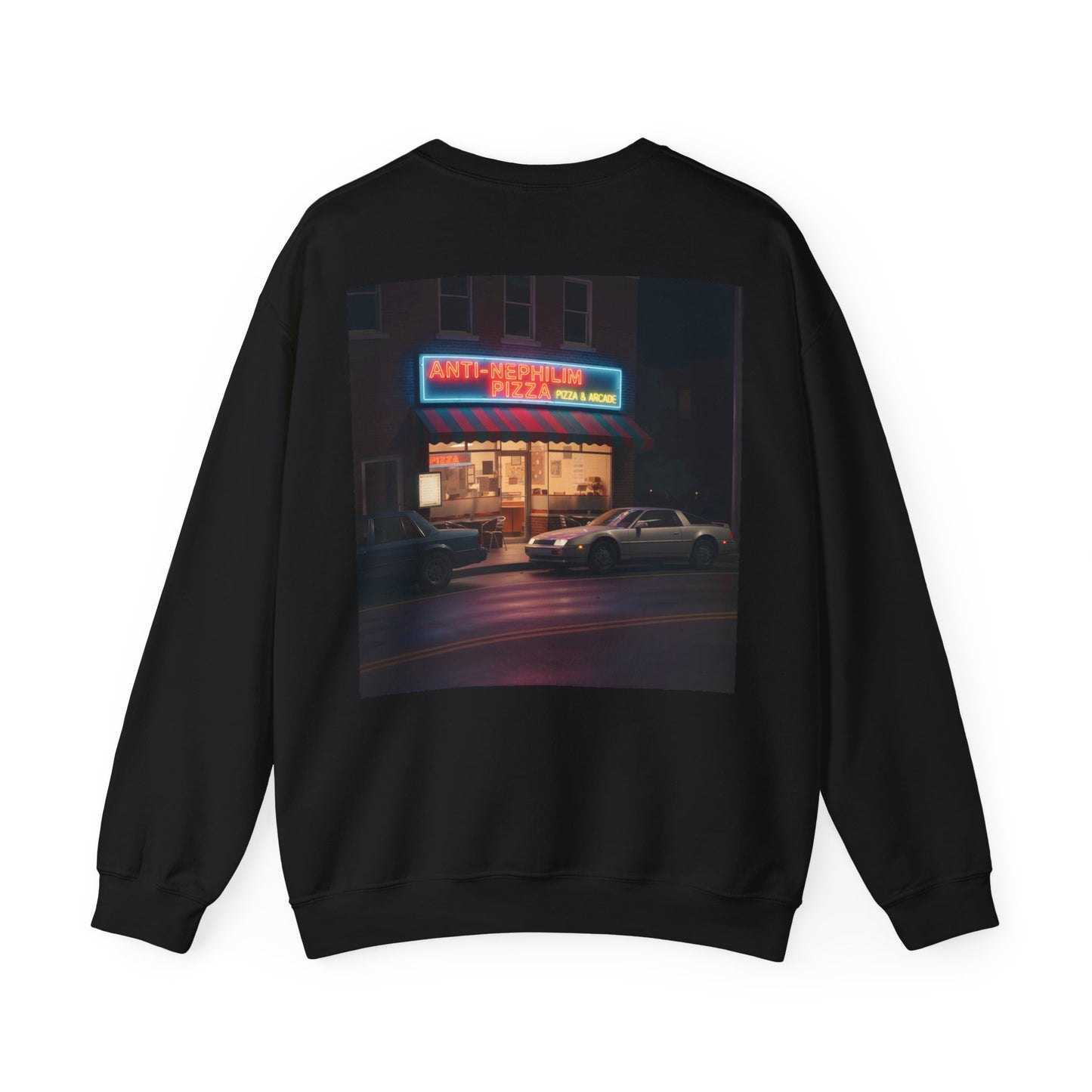 Retro Neon Anti Nephilim Pizza Parlor Sweatshirt - Kirk Ave. Apparel