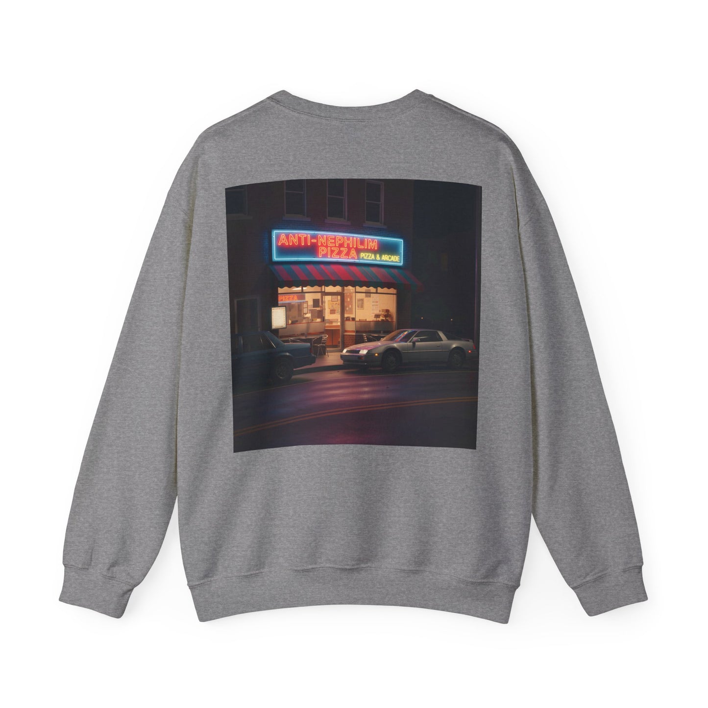 Retro Neon Anti Nephilim Pizza Parlor Sweatshirt - Kirk Ave. Apparel