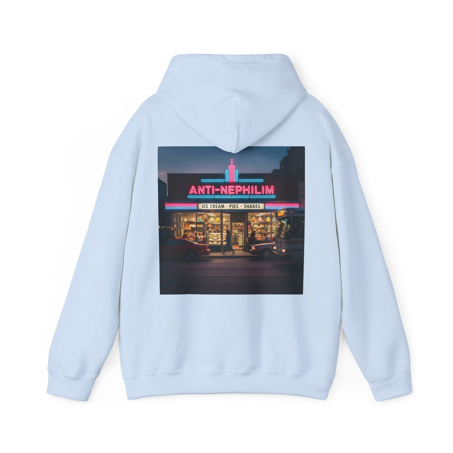 Retro Neon Dessert Diner Anti-Nephilim Hoodie — Kirk Ave. Apparel