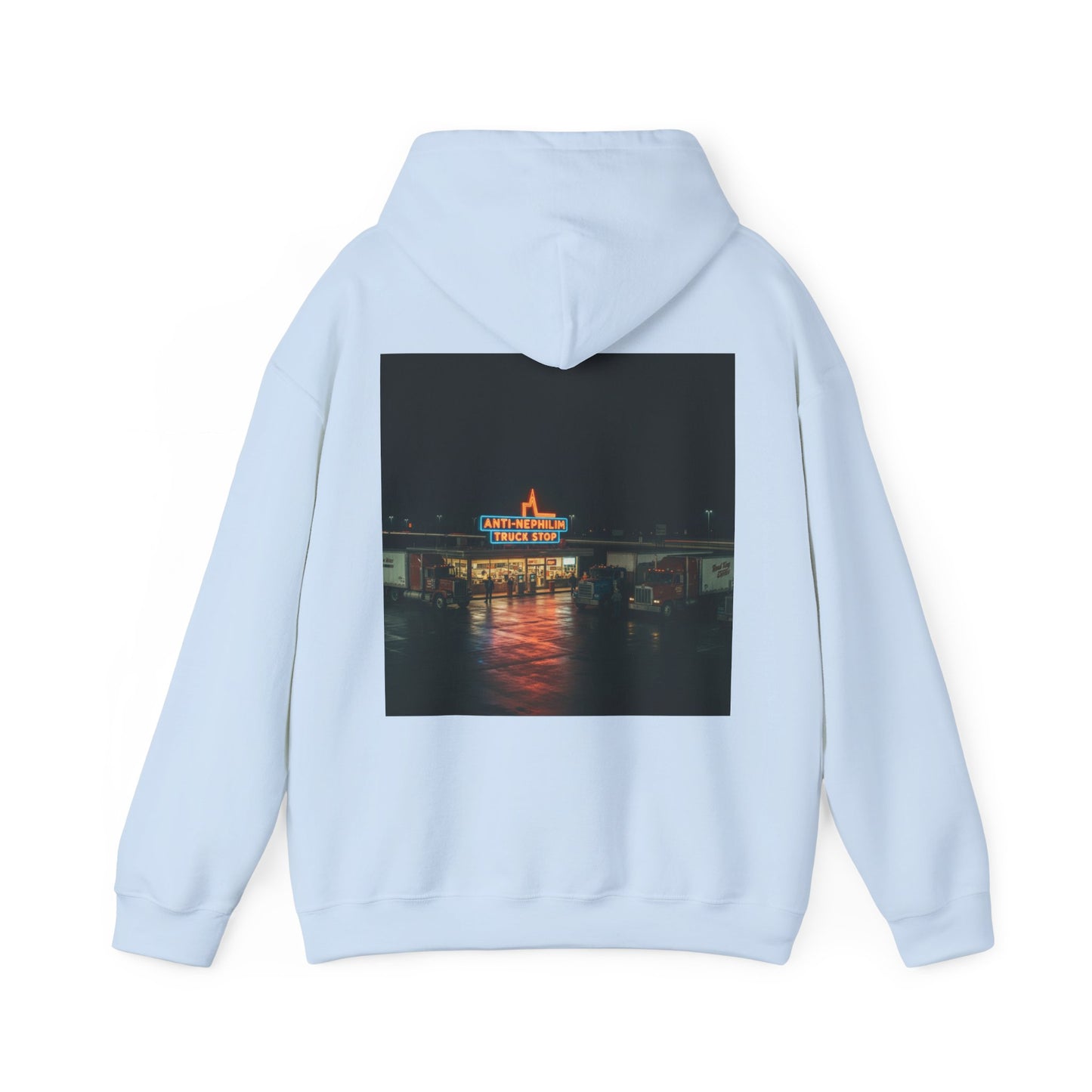 Vintage Neon Anti-Nephilim Truck Stop Hoodie — Kirk Ave. Apparel