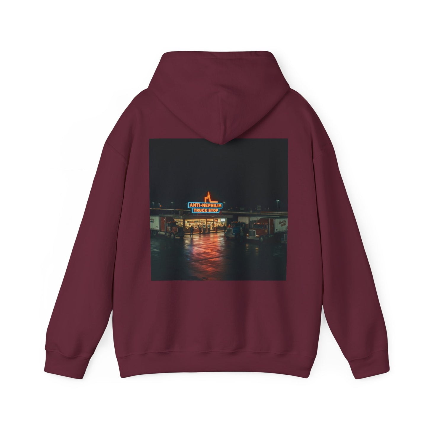 Vintage Neon Anti-Nephilim Truck Stop Hoodie — Kirk Ave. Apparel