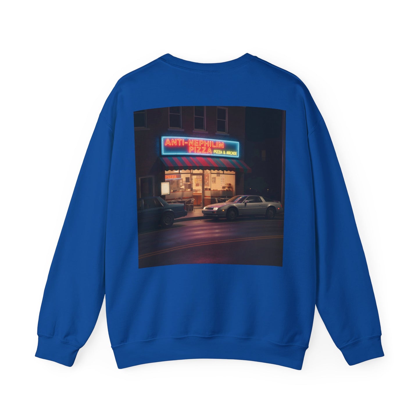 Retro Neon Anti Nephilim Pizza Parlor Sweatshirt - Kirk Ave. Apparel