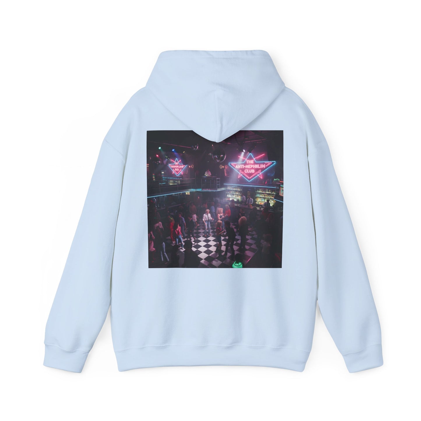 80s Neon Nightclub Anti Nephilim Hoodie - Kirk Ave. Apparel