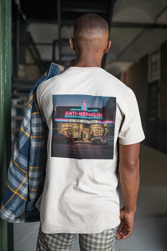 Retro Neon Dessert Diner Anti-Nephilim T Shirt — Kirk Ave. Apparel