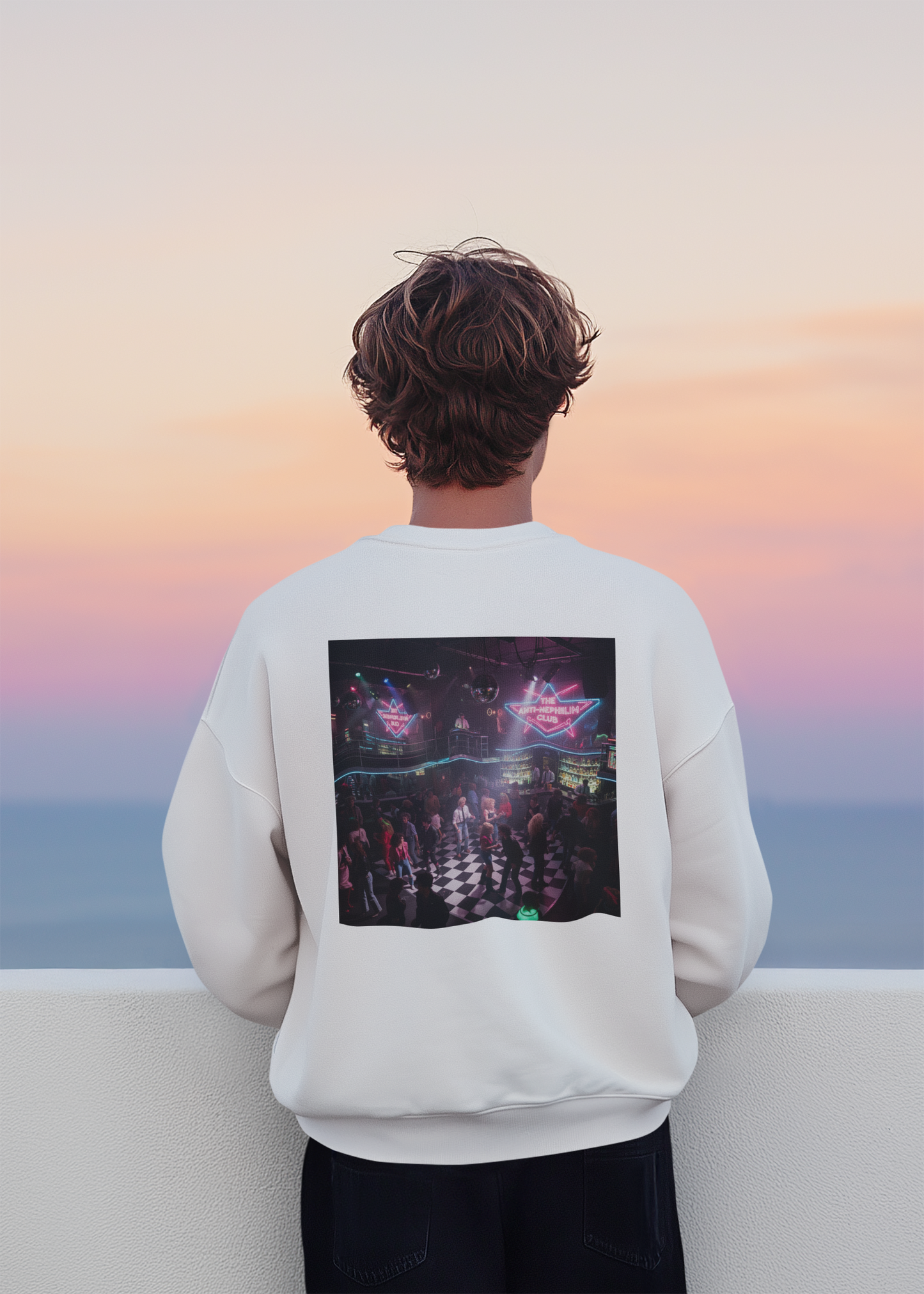 80s Neon Nightclub Anti Nephilim Sweatshirt - Kirk Ave. Apparel