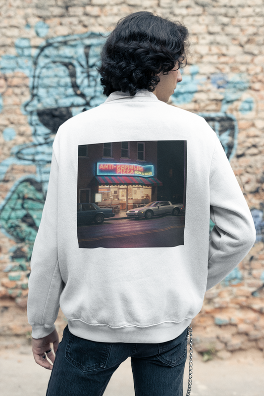 Retro Neon Anti Nephilim Pizza Parlor Sweatshirt - Kirk Ave. Apparel