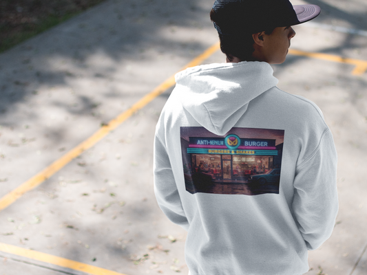 Retro Neon Burger Joint Hoodie — Kirk Ave. Apparel
