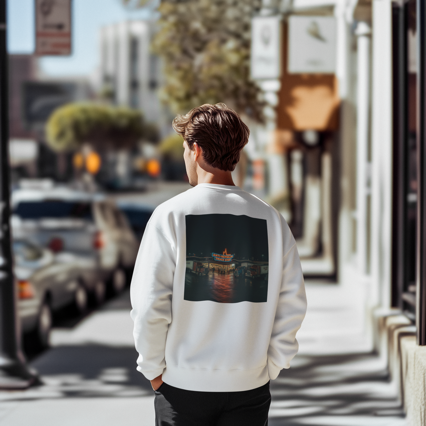Vintage Neon Anti-Nephilim Truck Stop Sweatshirt — Kirk Ave. Apparel