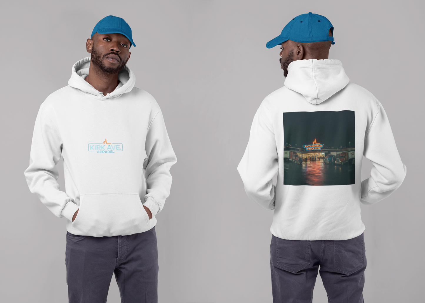 Vintage Neon Anti-Nephilim Truck Stop Hoodie — Kirk Ave. Apparel