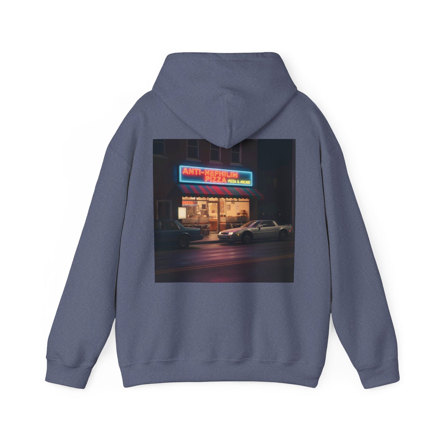 Retro Neon Anti Nephilim Pizza Parlor Hoodie - Kirk Ave. Apparel