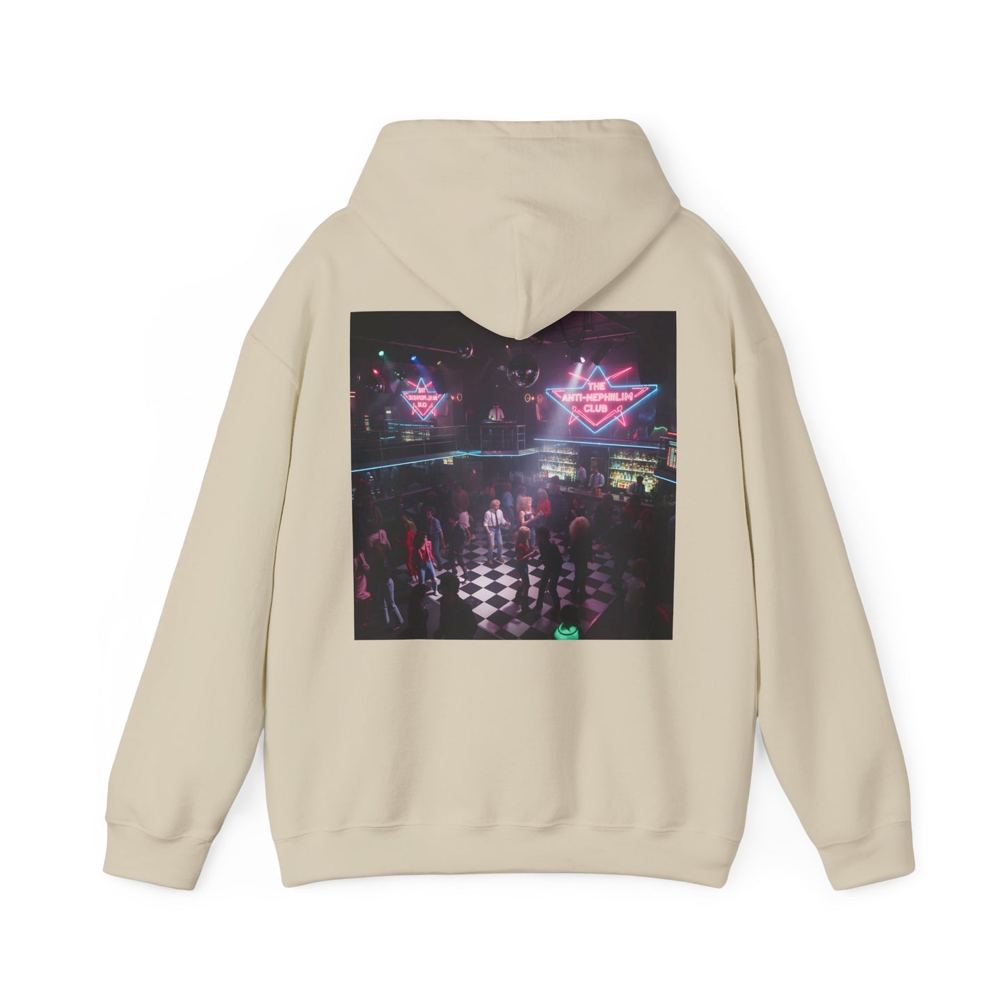 80s Neon Nightclub Anti Nephilim Hoodie - Kirk Ave. Apparel