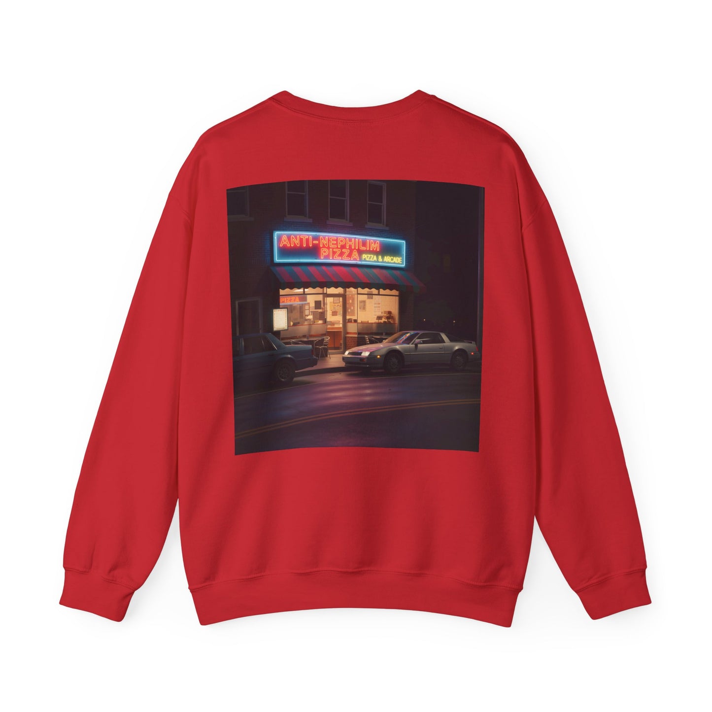 Retro Neon Anti Nephilim Pizza Parlor Sweatshirt - Kirk Ave. Apparel