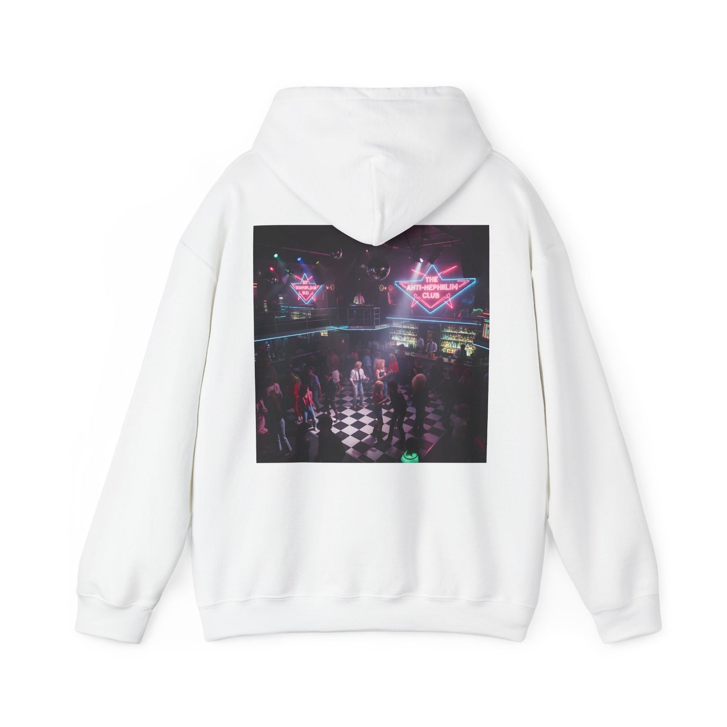 80s Neon Nightclub Anti Nephilim Hoodie - Kirk Ave. Apparel