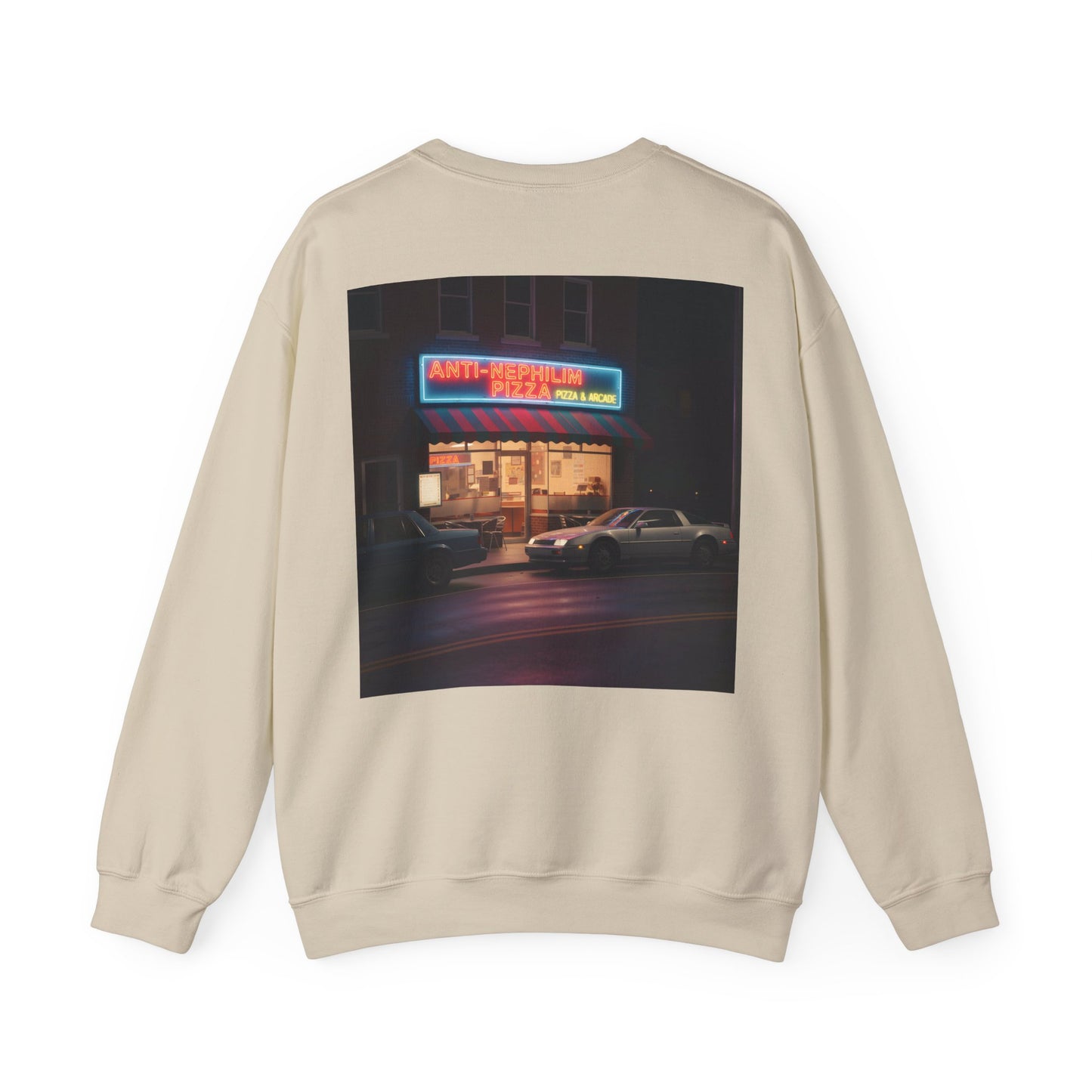 Retro Neon Anti Nephilim Pizza Parlor Sweatshirt - Kirk Ave. Apparel