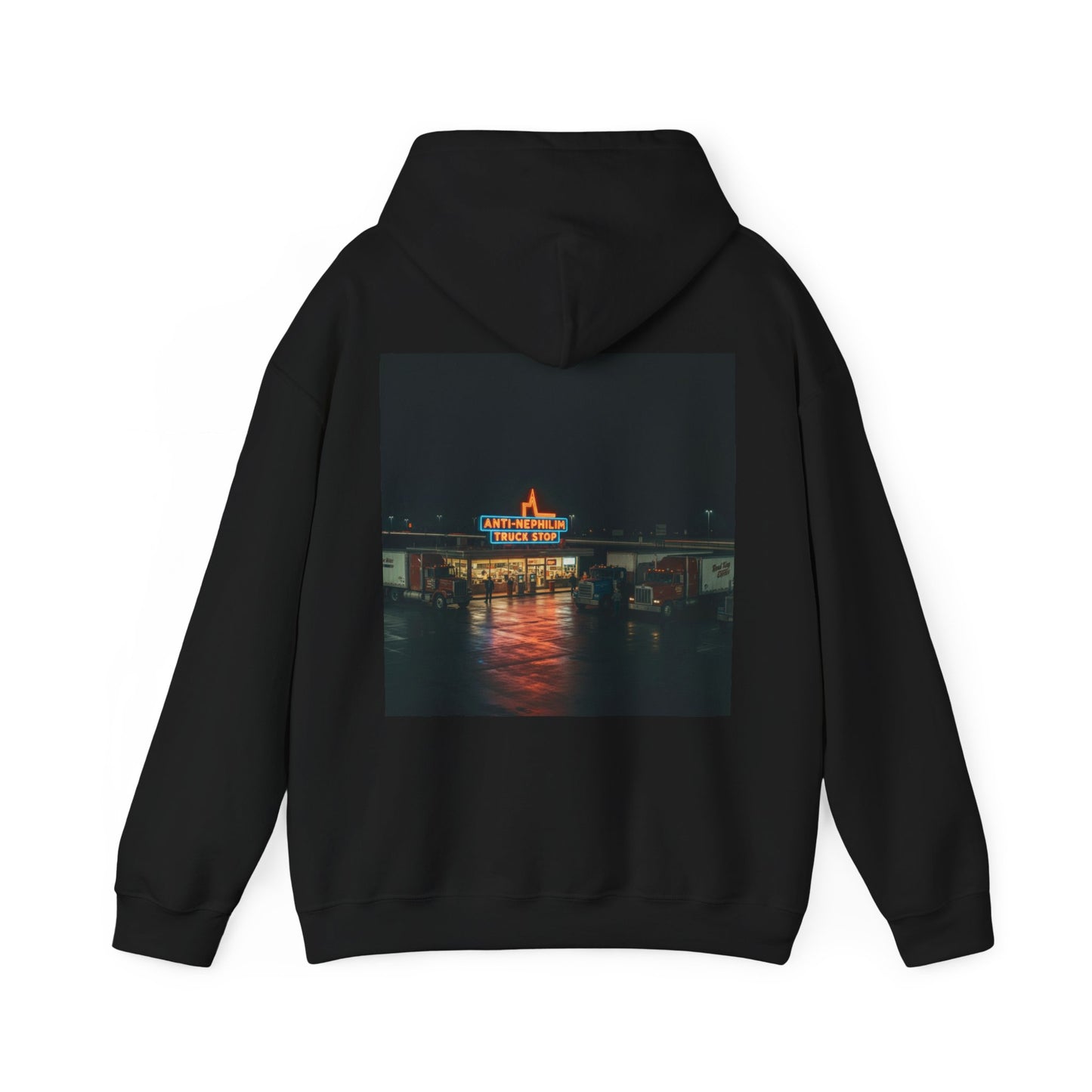 Vintage Neon Anti-Nephilim Truck Stop Hoodie — Kirk Ave. Apparel