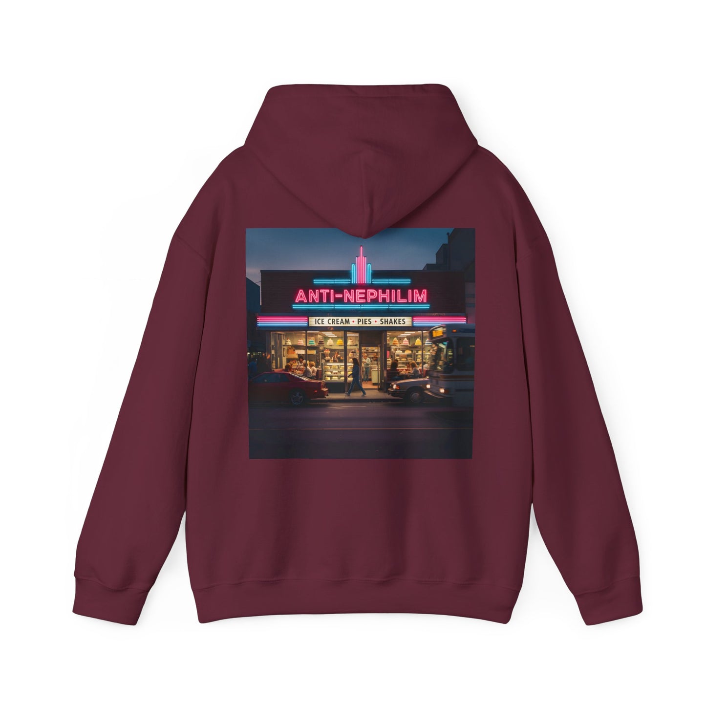 Retro Neon Dessert Diner Anti-Nephilim Hoodie — Kirk Ave. Apparel