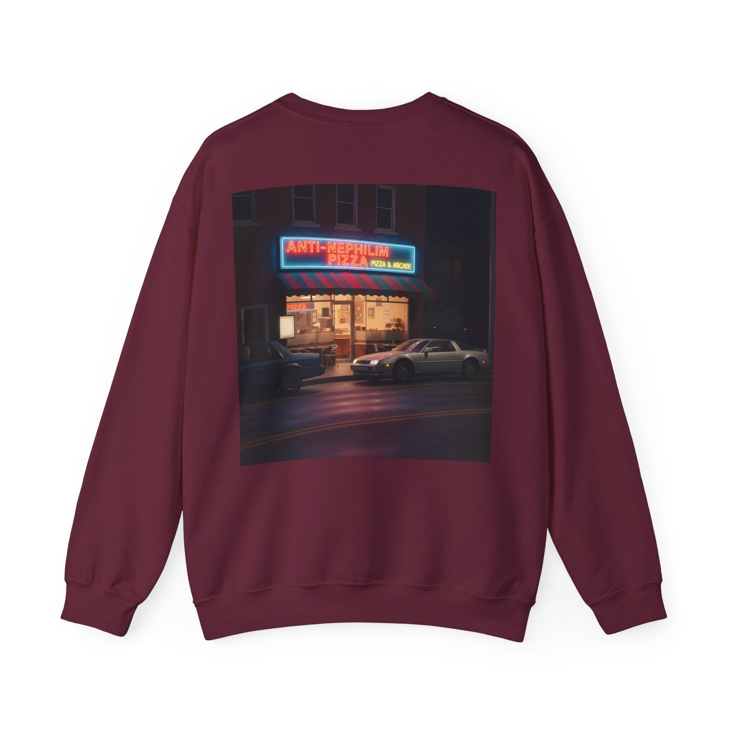 Retro Neon Anti Nephilim Pizza Parlor Sweatshirt - Kirk Ave. Apparel