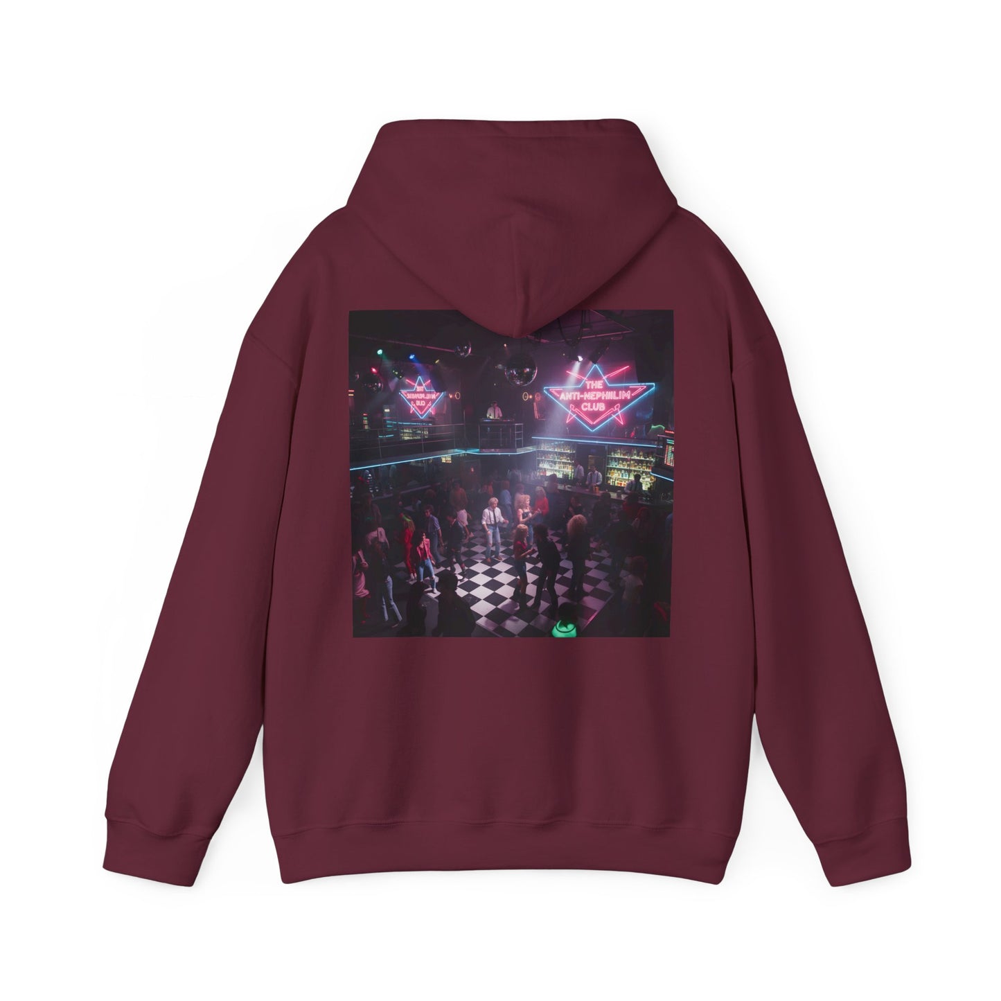 80s Neon Nightclub Anti Nephilim Hoodie - Kirk Ave. Apparel