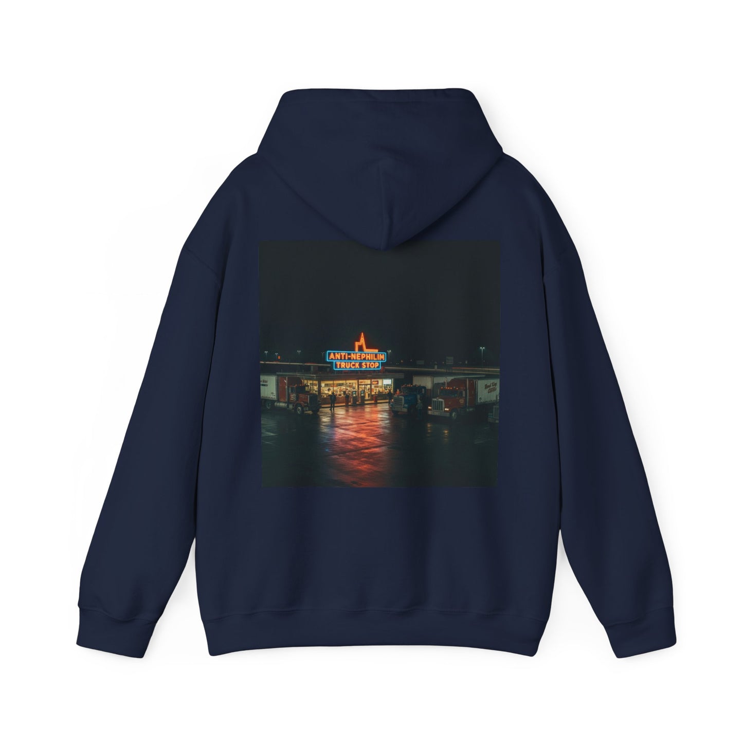 Vintage Neon Anti-Nephilim Truck Stop Hoodie — Kirk Ave. Apparel