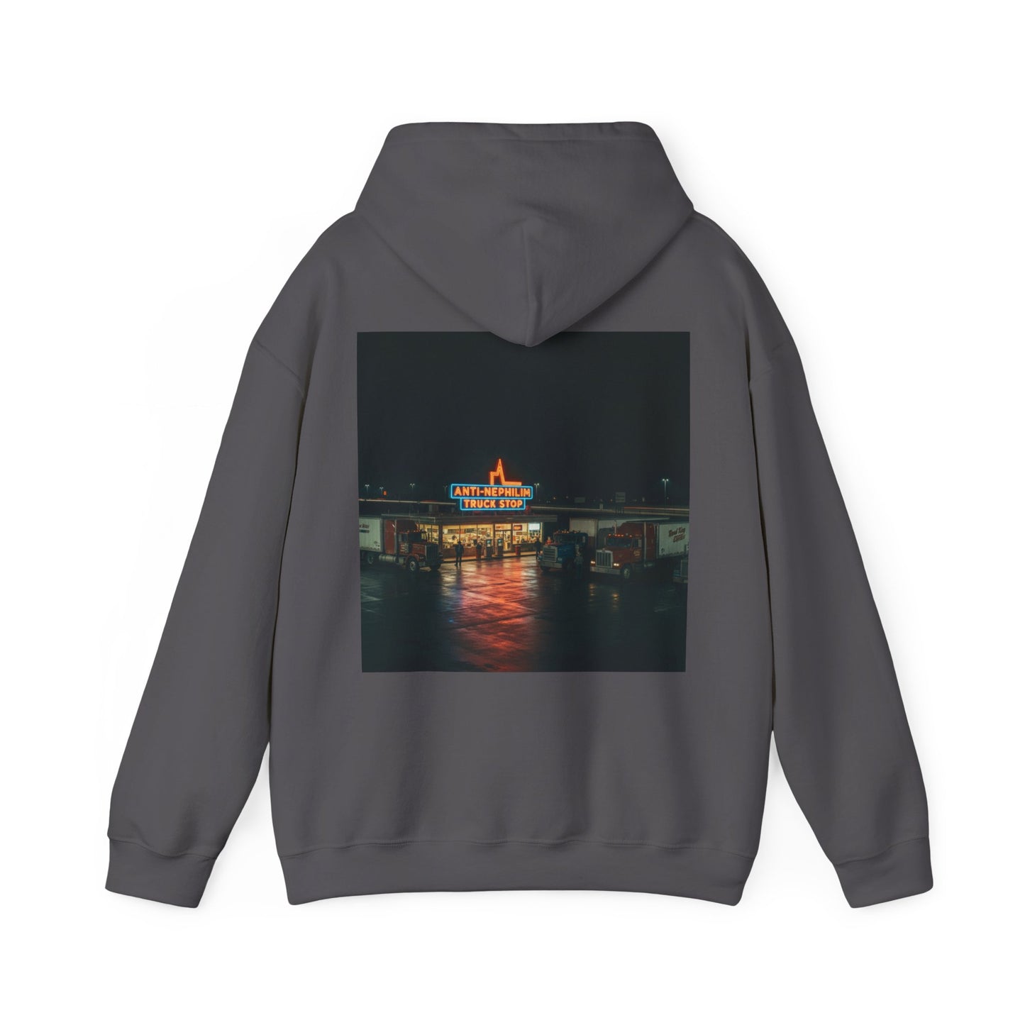 Vintage Neon Anti-Nephilim Truck Stop Hoodie — Kirk Ave. Apparel