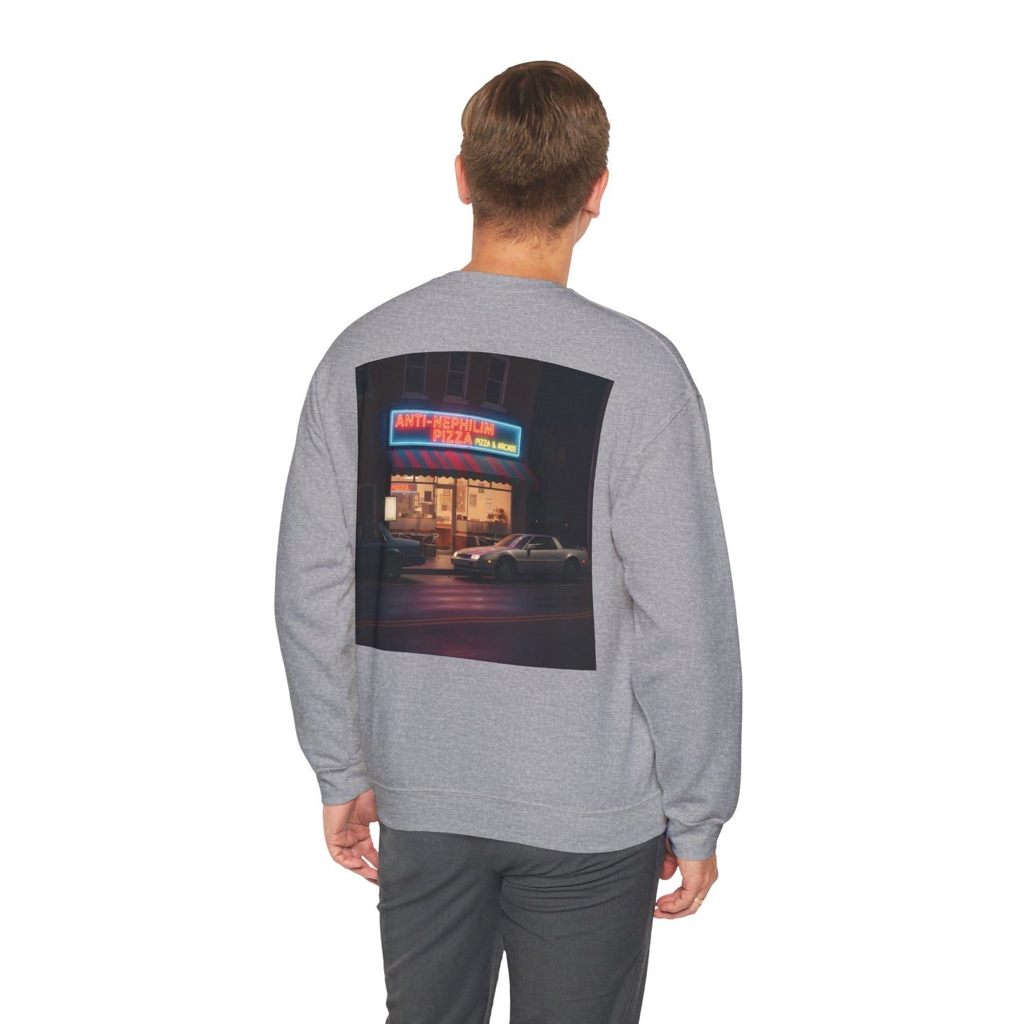 Retro Neon Anti Nephilim Pizza Parlor Sweatshirt - Kirk Ave. Apparel
